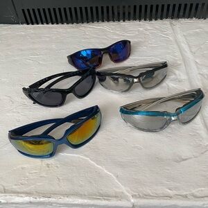 Lot 5 Men Wraparound Sunglasses  Mirror Y2k Sport Safety Black Silver Blue